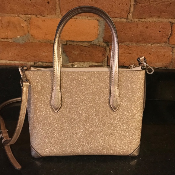 Kate Spade Lola Satchel Crossbody Shimmy Glitter Rose Gold Sparkle Handbag Purse - Picture 3 of 11